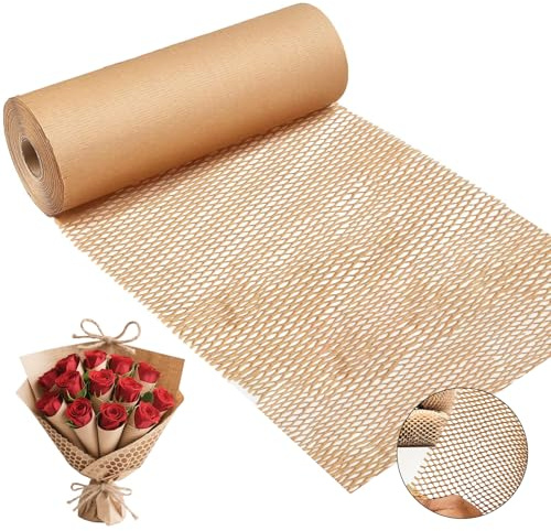 NefLaca Brown Packing Paper for Moving,Honeycomb Packing Paper (30cm*50m) | Bubble Wrap Alternative,Wrapping for Glassware, Plates, Cups, Boxes and Packages