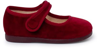 Pisamonas Mary Janes Sammet Med Klädd Rem Och Knapp Size 23 Color Bordeaux