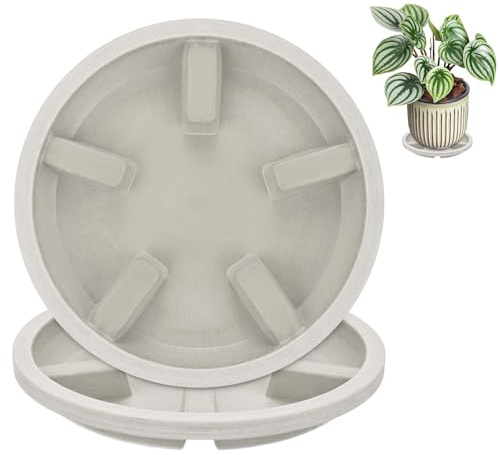 M METERXITY 2 PCS Sottovasi per Piante, 6 Pollici 15.2 Cm Diametro Esterno Anti Marciume Radicale Resina Sottovaso, Vassoio di Drenaggio [4.7 Pollici Diametro Interno, Grigio Chiaro]