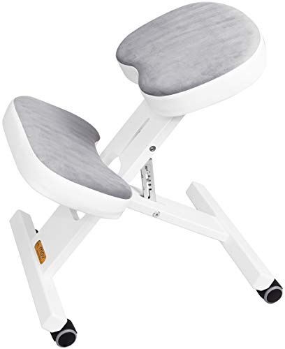 MOV Chaise Ergonomique Ergo-Comfort Snow K (sur Pieds réglables) fabriquée à 100% en Bois de hêtre et combinant du Cuir écologique et du Daim écologique de la Plus Haute qualité