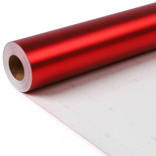 Red Wrapping Paper Roll for Birthday Valentines Gift Wrap, Luxury Present Paper for Baby Shower Anniversary Wedding Birthday Mothers Day Father
