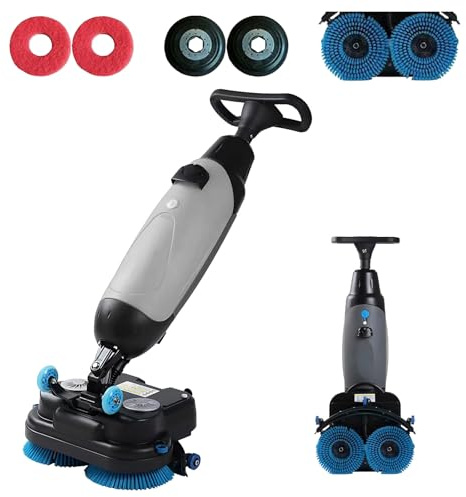 Floor Polisher Commercial, 17 Carpet Cleaning Machine, Floor Buffer Scrubber, 240rpm, Coverage 13000 Sqft/H, Industrial Floor Cleaning with 3gal Tank and 2brush Heads Gray
