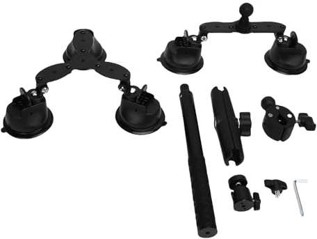 Keenso Bilfäste, 360 Kamera Bilfäste Kamerafäste för Bil Trippel Sugkopp Bilmonterad Sugkopp Bilmonteringssats 5 i 1 Yttre med 115 Cm Selfie Stick-ersättning för X5 X4 X3 X2