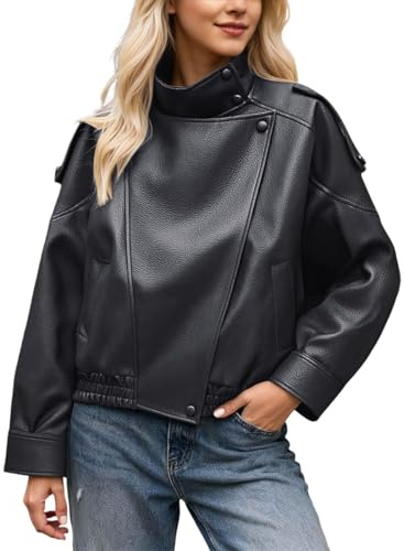 Giubbotto Pelle Donna Giacca Giacche Moda Jacket Casuale Corto Giubbino Giubbini Slim Giubbotti Vintage Retro Similpelle Giacchetto Oversize Giacchetta Sottile