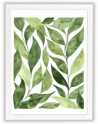 Soft Botanicals - Leaf Study | Botanical Fern & Leaf Wall Art Print | White Framed Print - 500x700mm
