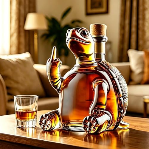 Botella decantadora de vino de 350 ml, decantador de whisky de cristal de arte tortuga, ron transparente, botella de licor de vidrio de borosilicato para decoración del hogar, bar, divertida idea de