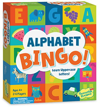 Peaceable Kingdom Alphabet Bingo! Letter Learning Educational Board Game for 2 to 6 Kids Ages 4+