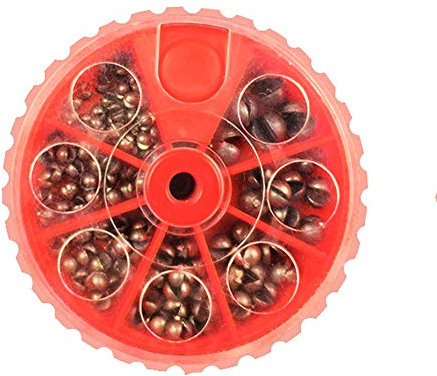 LSHEL Angelblei, Bleischrot 106 Stück mit Sortimentsdose, Schrotblei 7 Größen