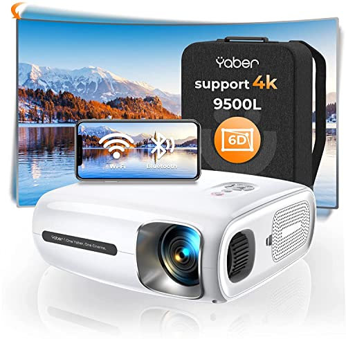 YABER PRO V7 Full HD 1080P Beamer Mit 6D Auto Trapezkorrektur, 12000 Lumen 5G WiFi Bluetooth 4K Unterstützt, 350'' Display Heimkino LED, Outdoor Für iOS/Android/TV Stick/PS5