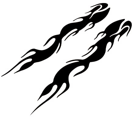 iSpchen 2 Stück Autoaufkleber Sport Racing Flammen Aufkleber reflektierende Sticker Auto Stoßstangen Aufkleber Motorrad Kraftstofftank Abziehbild Dekoration Styling Aufkleber,24cm,Schwarz
