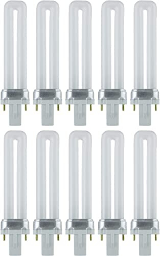 Diodesy- Compact Fluorescent Single U-Shaped Twin Tube Plugin Light Bulb 7W PL 2-Pin G23 Base High Output 360 Lumen 2700K Warm White Pack of 10- CFL Replacement for Ceiling Fan Wall Sconces