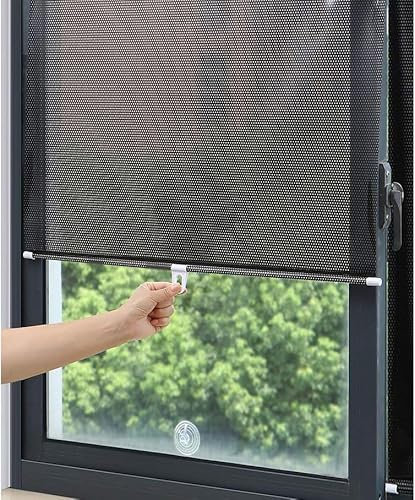 Suction Cup Roller Blind No Drilling Required Balcony Window Portable Sunshade Privacy Screen, Transparent Stickers Supplied (Black Mesh Dot(2 PACK), 40x60cm(15.7x23.6in))