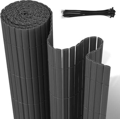 Joparri Natte pare-vue en PVC, 80 x 400 cm, Anthracite Clôture pare-vue avec attaches-câbles, bande pare-vue, habillage de balcon, natte pare-vue, clôture de jardin, coupe-vent résistant aux UV