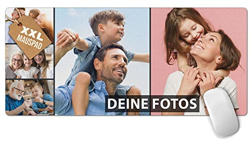 Print Royal PR Großes Mousepad mit Foto - Fotocollage mit 5 Fotos selbst gestalten - XXL Mousepad personalisiert, Geschenke für Freund und Gamer | Schreibtischunterlagen, 900 x 400 mm
