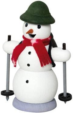 Kuhnert Drechslerei Rauchmann/Räucherfigur - Rauchfigur - Schneemann - Motiv: Schneewanderer - Made in Germany