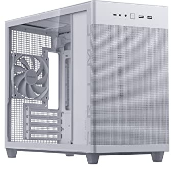 ASUS Prime AP201 White Micro ATX PC Case, 33-Liter Compact Design, Pre-Installed Fans, Mesh Panel, Tool-Free Side Panels, 360mm Radiator Support, GPU Support up to 338mm, ATX PSU Compatible