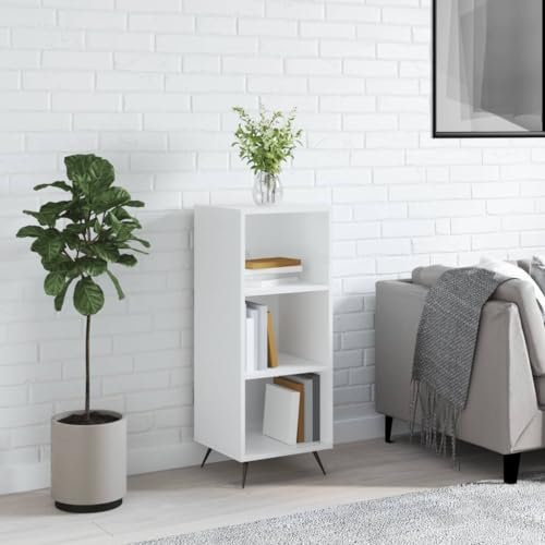 ZEYUAN Regalschrank Hochglanz-Weiß 34,5x32,5x90 cm Holzwerkstoff, Regal, Bücherregal, Regale & Ablagen, Stufenregal