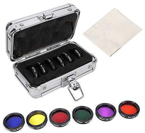 Colorful Telescope Filter Kit, 6 pcs 1.25 inch, Reduce and Enhance Contrast, Portable and for Telescopes Eyepieces