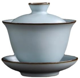 YTDJJWLS Juego de té grande de cerámica Gaiwan de 190 ml, pintado a mano, de porcelana blanca china