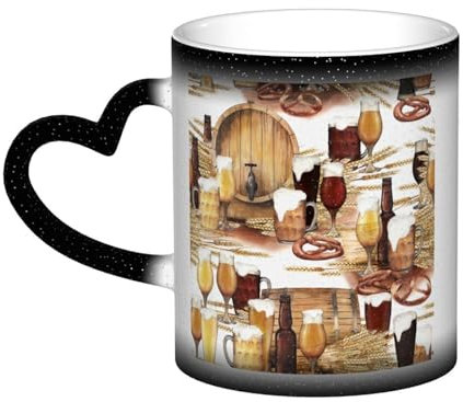 FUkker Mug, Ceramic Color Changing Coffee Mug Tea Cup for Kitchen Restaurant Office,330ml Beer and Wine Barrel
