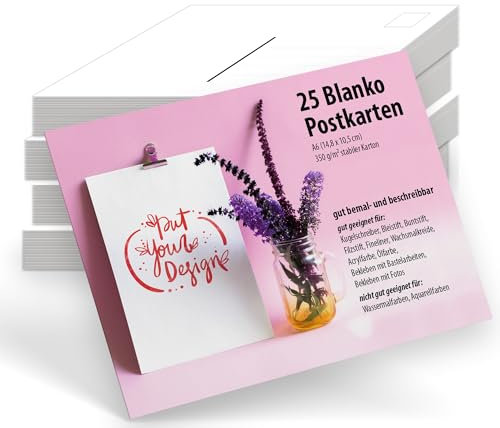 Primus Print Postkarten Blanco zum Selbstgestalten - DIN A6 - DIY - Grußkarten/Poskarten zum Beschreiben Bemalen Basteln (50er Set)