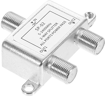 jojofuny Due divisori di potenza antenna parabolica splitter coassiale per internet parabola satellitare sdoppiatore coassiale per antenna amplificata splitter coassiale per satellite cavo