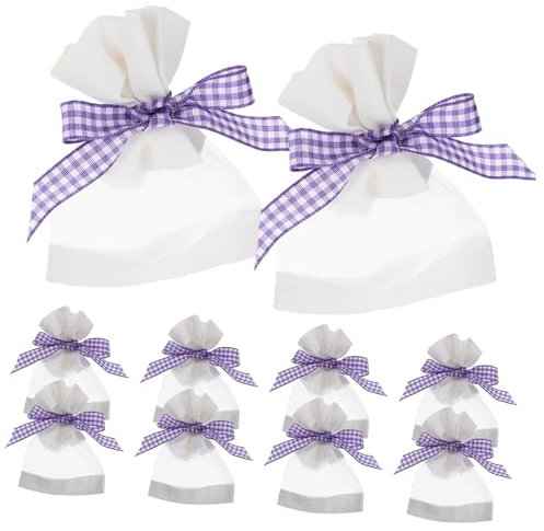 Ciieeo 10 Leere Lavendel Duftsäckchen Wiederbefüllbar Atmungsaktiv Doppelseitig Sichtbar aus Stoff für Hochzeit und Verpackung Seifen Beutel
