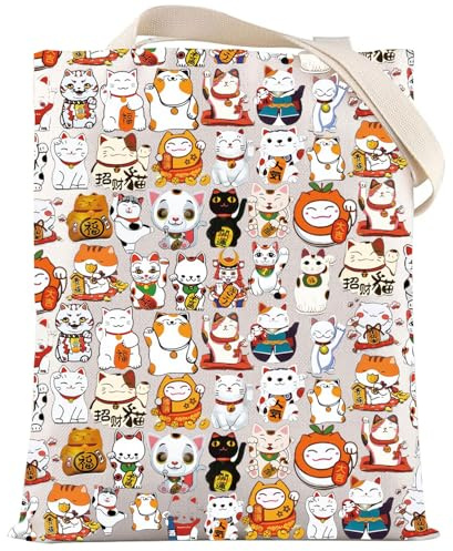LEVLO Maneki Neko Tragetasche Lucky Cat Lover Geschenk Kawaii Katze Umhängetasche Lucky Cat Merchandise