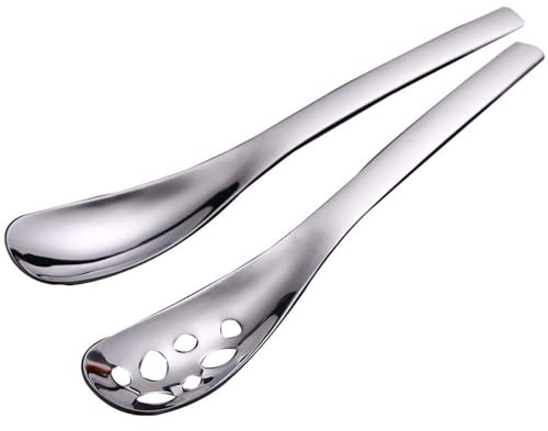 2 Packs Slotted Spoon Serving Spoon Stainless Steel Salad Serving Spoons Utility Advanced Performance Skimmer Square Colander Spoon Dessert Spoon Set for Buffet Party Banquet Cooking Kitchen