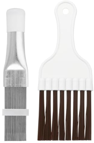 PATIKIL Air Conditioner Fin Comb, 1 Set Stainless Steel Condenser Fin Straightener & Cleaning Brush, AC Coil Cleaner Tool for AC Unit Radiator