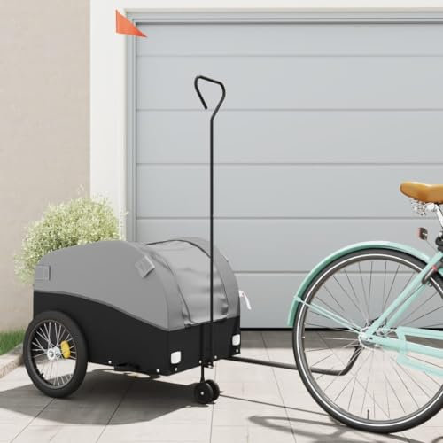 CIADAZ Fahrradanhänger Schwarz und Grau 45 kg Eisen, Fahrrad Anhänger, Lastenanhänger, Handwagen, Fahrrad-lastenanhänger, Lastenfahrrad - 94147