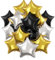 Ballons Étoile en Feuille Dorés, Noirs, Argentés Hélium, Ballons de Fête pour Anniversaire, Nouvel An et Réveillon, Décoration Festive - 25 Pièces