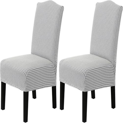 GYHH Stuhlhussen 2er/4er/6er Set, Stretch Stulhhussen Schwingstuhl Elastisch Abnehmbarer Waschbarer Universal Stuhlbezug Für Esszimmer, Küche, Hotel (Grey/White,2 Stück)