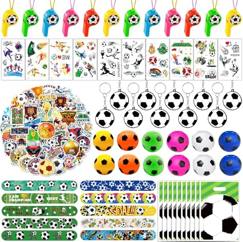 Acuiwer 114 Stück Fußball Partygeschenk-Set, Geburtstagsparty-Zubehör, Spiel-Goodie-Tüten, Geschenktütenfüller, Piñata-Füller, Cartoon-Themen-Partyspielzeug