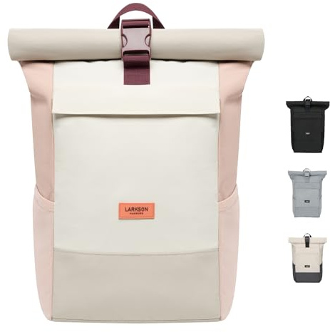 LARKSON Rucksack Damen & Herren - No 4 - Rolltop Backpack mit Laptopfach Uni, Arbeit & Fahrrad - Großer Reiserucksack - Wasserabweisend