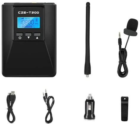 melairo Émetteur Portable Radio FM Professionnel 0,2 W 200 MW Transmetteur Réglable 76-108 MHz