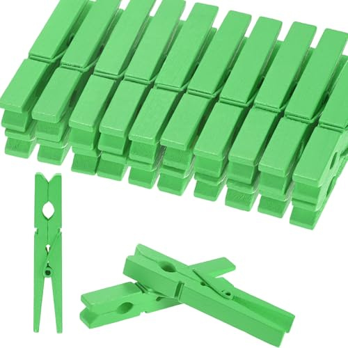 M METERXITY 50-Pack Colored Clothespins Wooden, 2.8 Inch/72mm Colorful Clothes Pins for Hanging Clothing/Crafts/Pictures, Wooden Clothespins [Green]