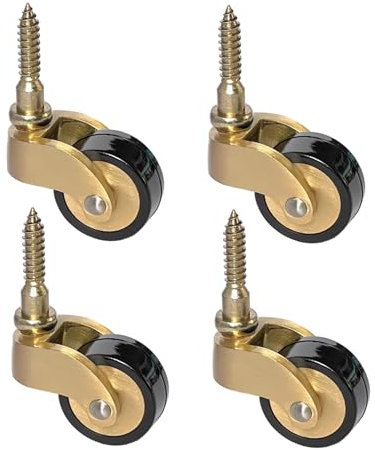 Vintage Möbelrollen mit Schraubgewinde, 25mm Schwenkrollen, Gold, 4er Set, 360° drehbar