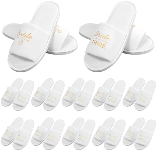 12 Pairs Hen Party Slippers, Bride and Bridesmaid Open Toe Spa Slippers