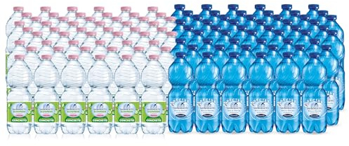 Acqua Minerale San Benedetto 96 Bottiglie da 0,5L, 48 Naturali + 48 Frizzanti, Acqua Oligominerale, Fonte Benedicta