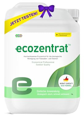 Ecozentrat™ Extrem – Hochwirksamer Stein- & Fassadenreiniger Konzentrat, Eco-Formel, Profi-Qualität für Beton, Klinker & Naturstein, Hohe Ergiebigkeit (50-100ml/qm), 5L