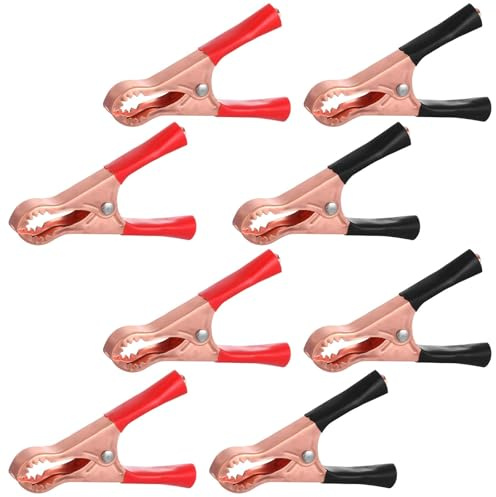 8 Pcs Alligator Clips Black & Red Insulated Heavy Duty Metal Spring Clips Boot Metal Spring Loaded Truck Car Battery Electric Test Probe Alligator Clamps Charger Clamps For Car Auto Vehicle Boat