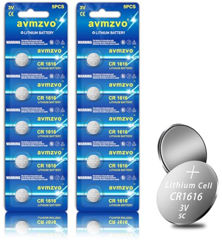 avmzvo Lot de 10 piles bouton CR1616 ECR1616 au lithium 3 V - Emballage sécurisé pour les enfants