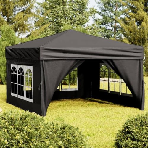 Fällbart festtält med sidoväggar svart 3 x 3 m