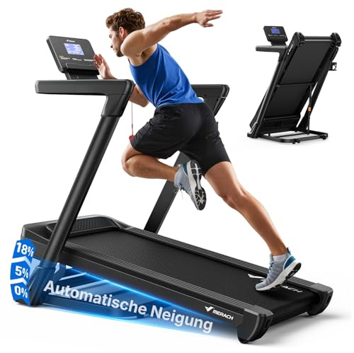 MERACH Cinta de Correr Plegable, 18% Inclinación Automática Cinta de Andar, 3.5HP Walking Pad, 14KM/H Caminadora Electrica para Hogar/Oficina, 159KG Treadmill for Home, 46 * 120CM, LCD Display, App
