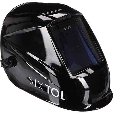 SIXTOL WELDING MASK PRO VIEW | Solar Automatisch verdunkelnd Schweißhelm | Schweißmaske mit großes Sichtfeld | Schleif-Funktion | Breiter Schatten 5-9/9-13 Schweißhelm für TIG MIG ARC | Schwarz