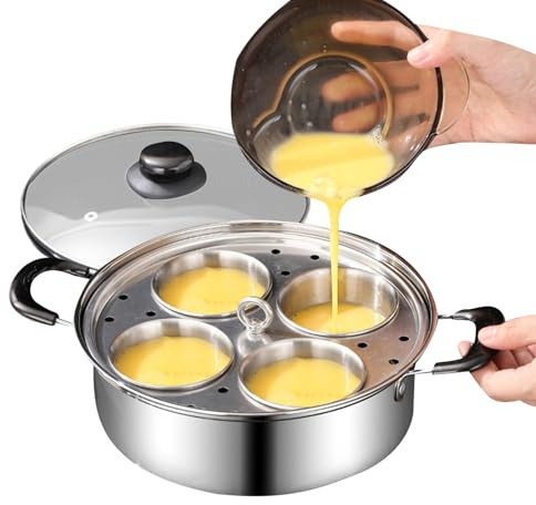 Eierpochierer aus Edelstahl – 4 Tassen, antihaftbeschichtet, pochierte Eiermacher, Dampfgarer | Pochieren Sie Eierkocher für perfekt gekochte Eier, Brunch-Rezepte, gesundes Kochen, Eier Benedict