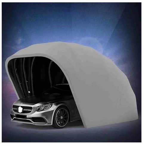 Garage Resistente a tutte le condizioni atmosferiche, Garage Pieghevole mobile Semi-automatico a prova di esposizione auto baldacchino, Rifugio durevole con chiuso, 18 piedi (argento)