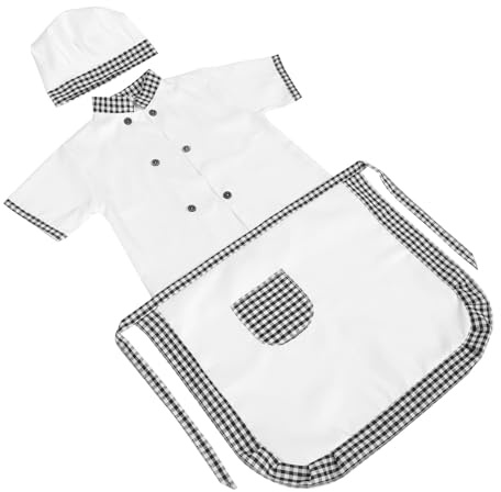 YARNOW Grembiule Cucina con Cappello Chef Regolabile Completo Costume da Cuoco per Giochi di Ruolo e Cucina Bimbo Protezione Sporco e Tasche Funzionali