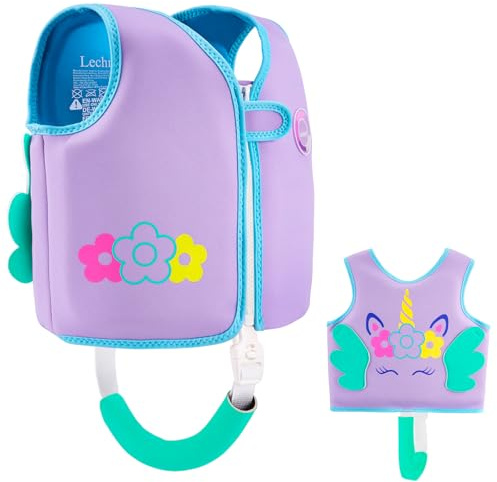 Lechin Schwimmweste Kinder für 19~30kg (3~6 Jahre), Violettes Einhorn